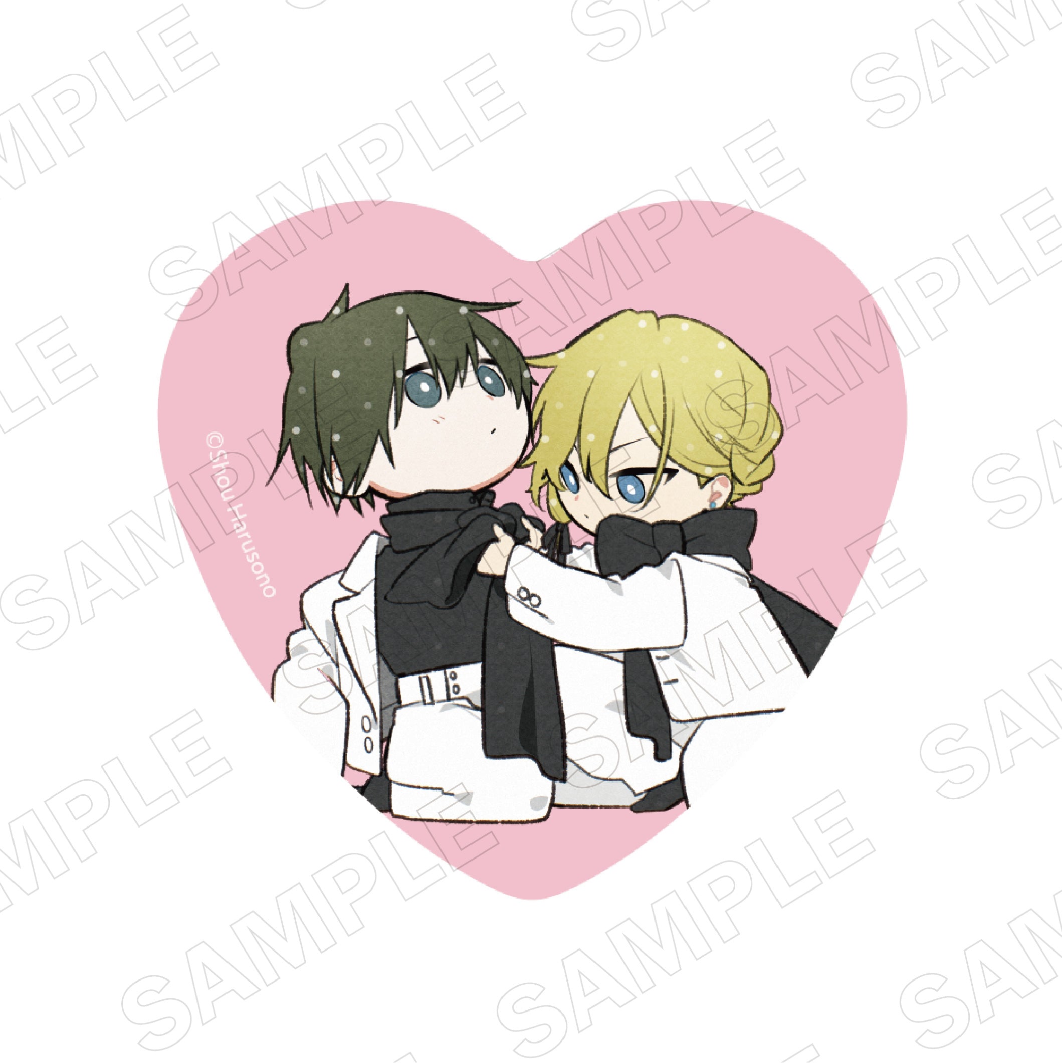 (Goods - Badge) Hirano and Kagiura BLACK & PINK ver. Heart-shaped Tin Badge Set