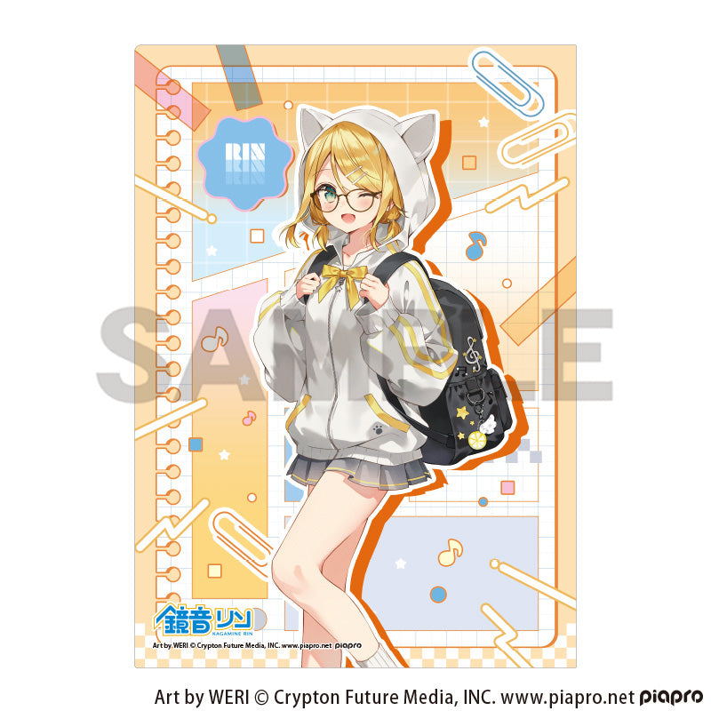 (Goods - Clear File) Hatsune Miku Single Clear File Kagamine Rin Glasses Style