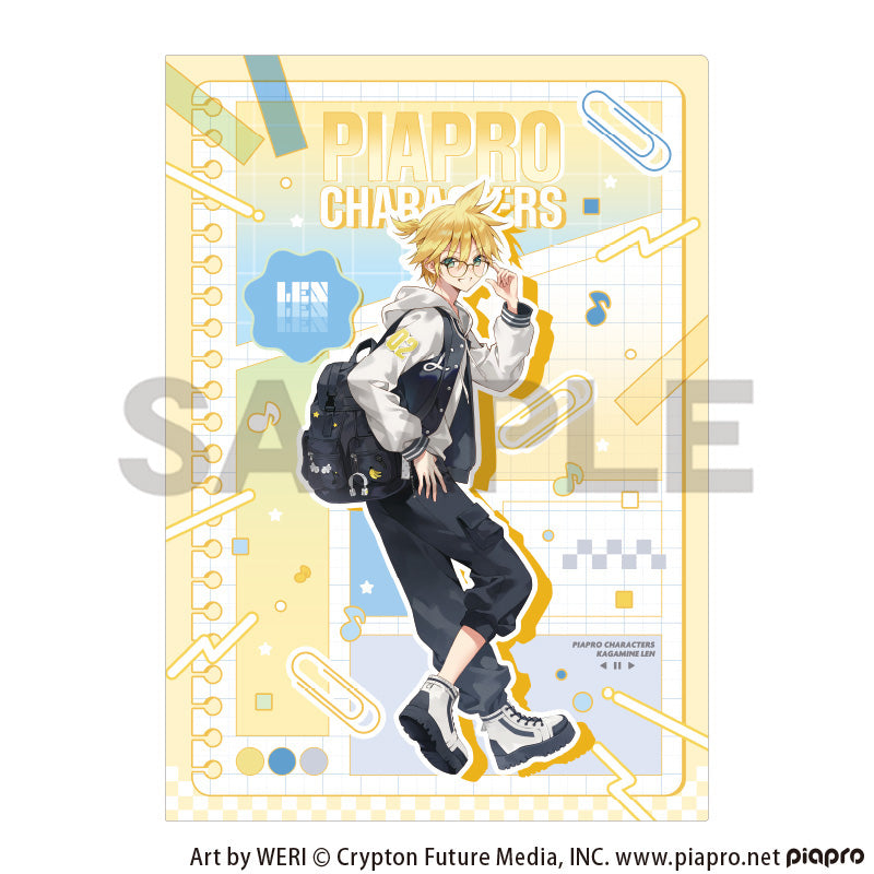 (Goods - Clear File) Hatsune Miku Single Clear File Kagamine Len Glasses Style