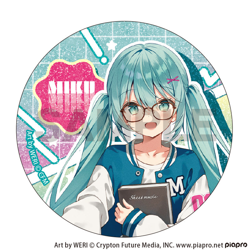 (1BOX=12)(Goods - Badge) Hatsune Miku Trading Kira Holo☆MIX Button Badge Glasses Style
