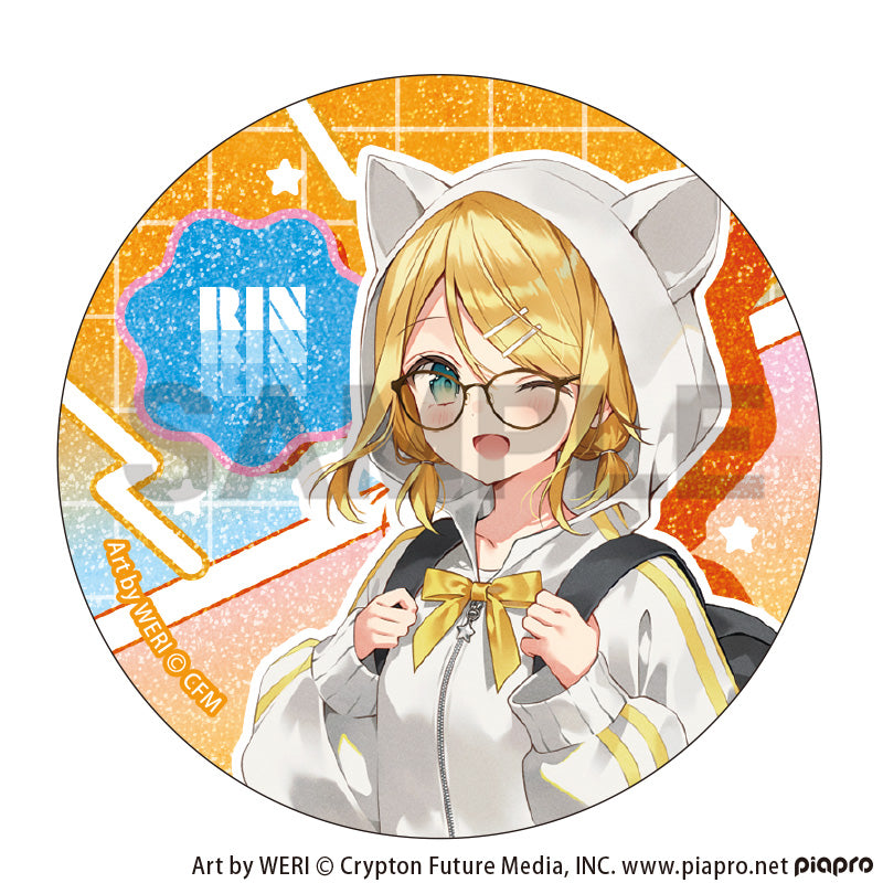 (1BOX=12)(Goods - Badge) Hatsune Miku Trading Kira Holo☆MIX Button Badge Glasses Style
