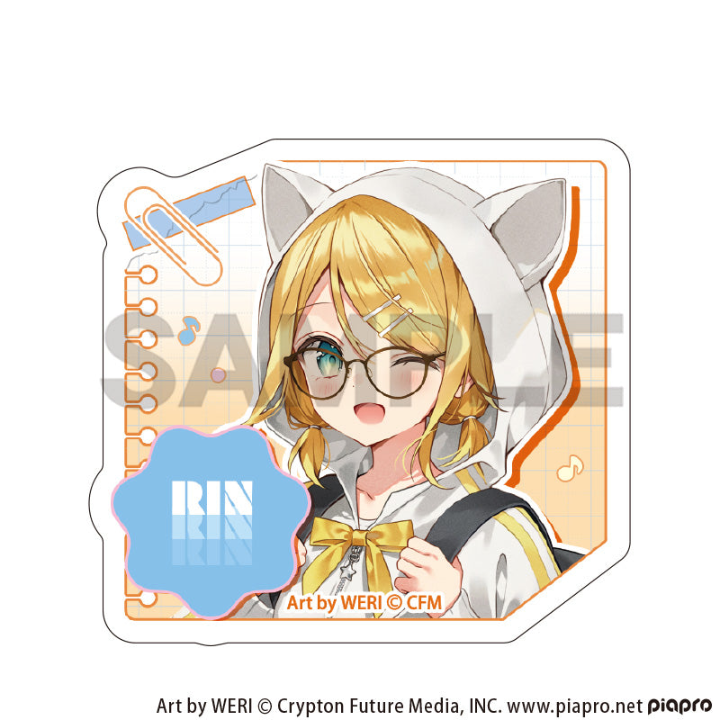 (Goods - Clip) Hatsune Miku Acrylic Hair Clip Kagamine Rin Glasses Style