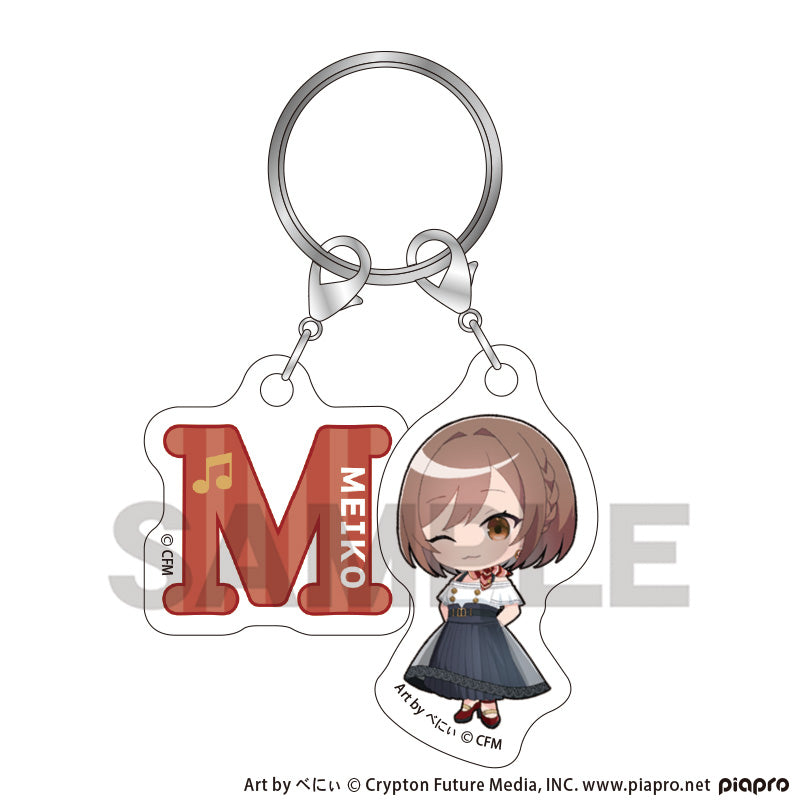 (Goods - Keychain) Hatsune Miku Chibi Two-piece Initial Keychain MEIKO Classical Retro Chibi