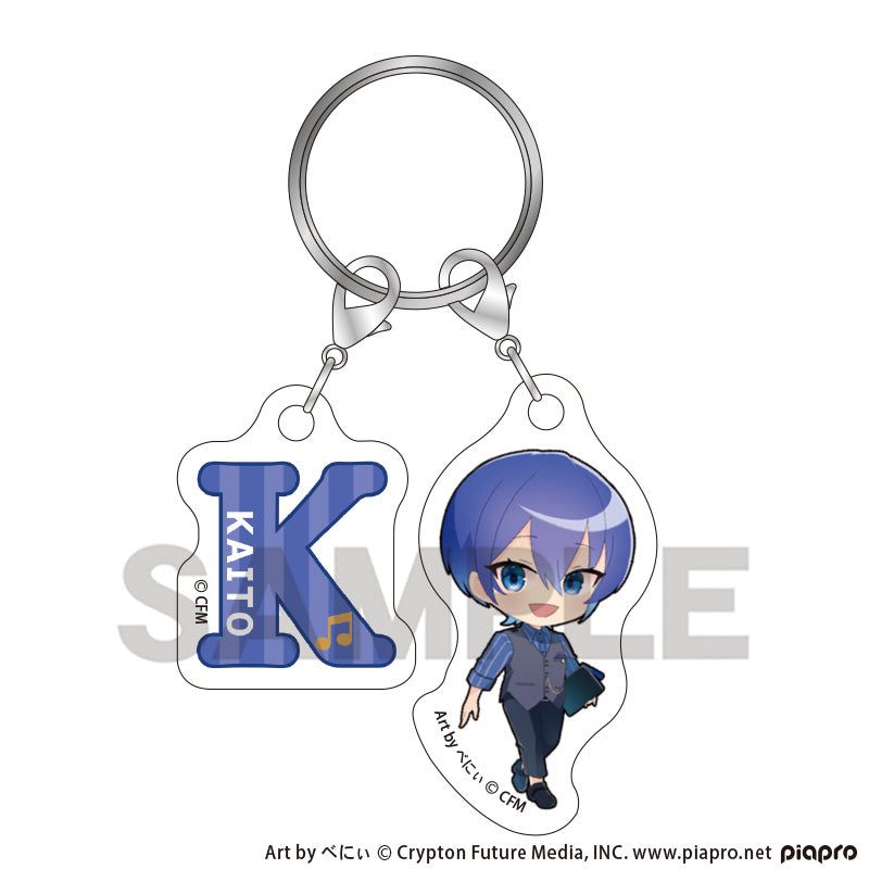 (Goods - Keychain) Hatsune Miku Chibi Two-piece Initial Keychain KAITO Classical Retro Chibi