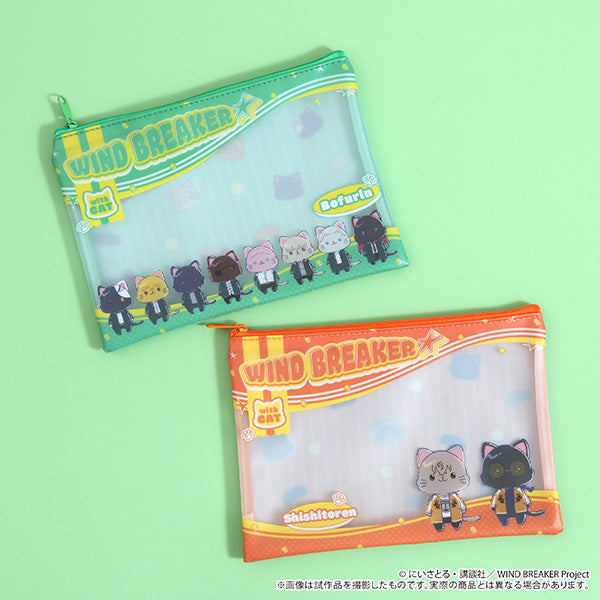 (Goods - Pouch) WIND BREAKER withCAT illustration Ver. Clear Pouch / Shishitoren