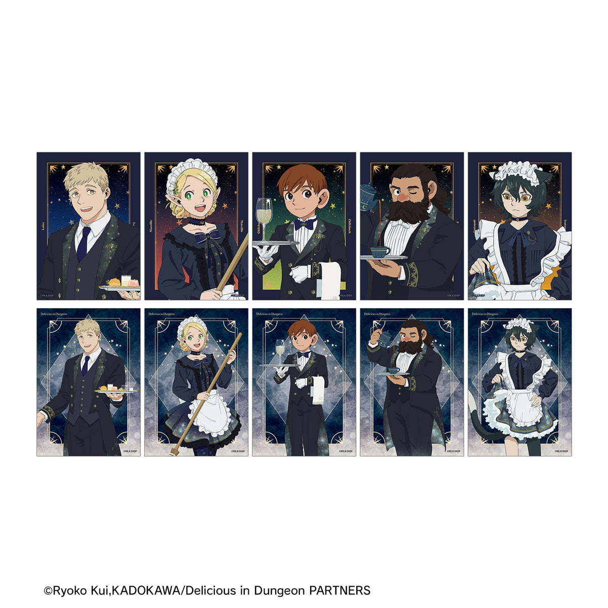 (1BOX=10)(Goods - Bromide) Delicious in Dungeon Exclusive Art Starry Sky Maid, Butler ver. Trading Bromide