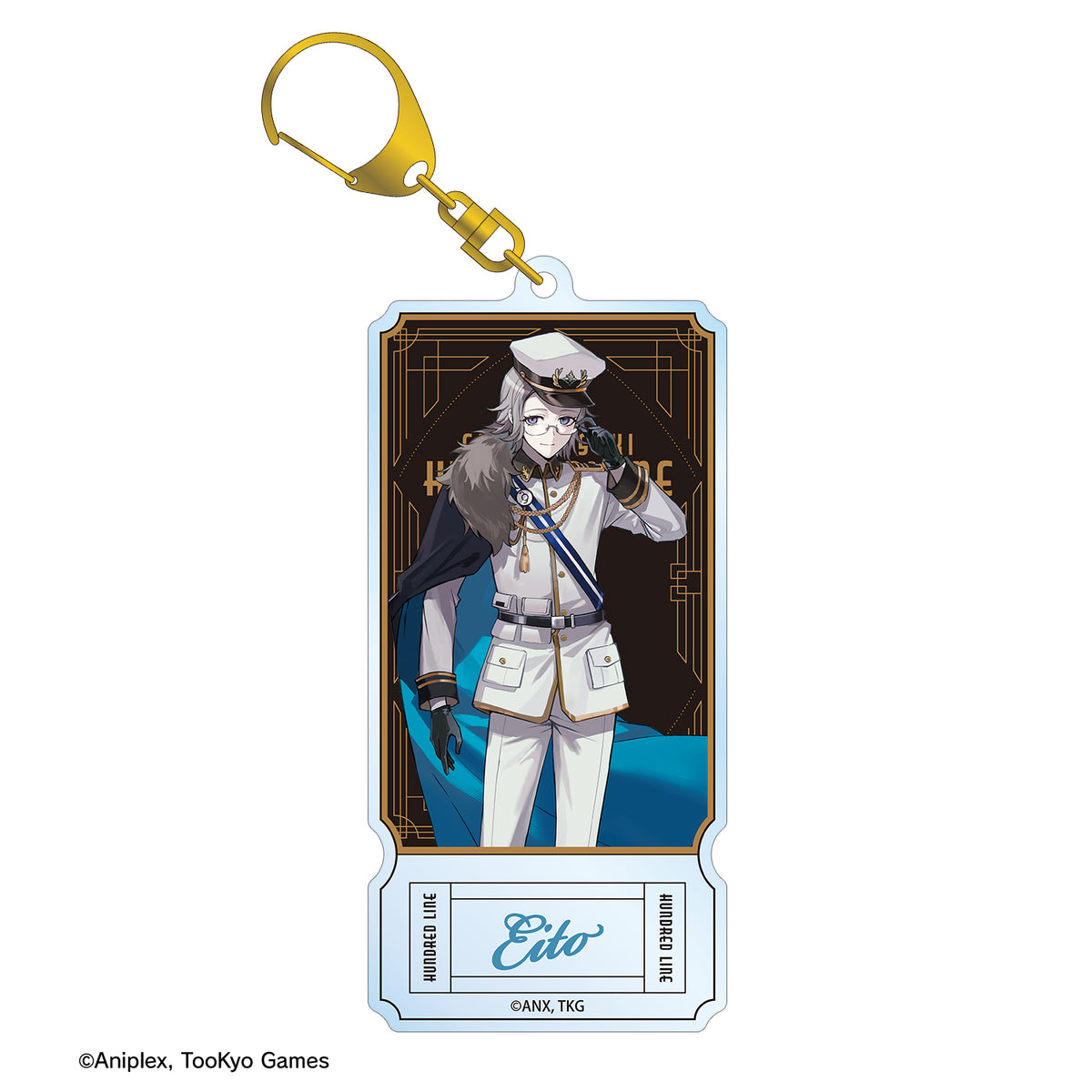 (Goods - Keychain) HUNDRED LINE Last Defense Academy Art by Karasu BTK Eito Aotsuki Military ver. Ticket Style BIG Acrylic Keychain Karatez Collab