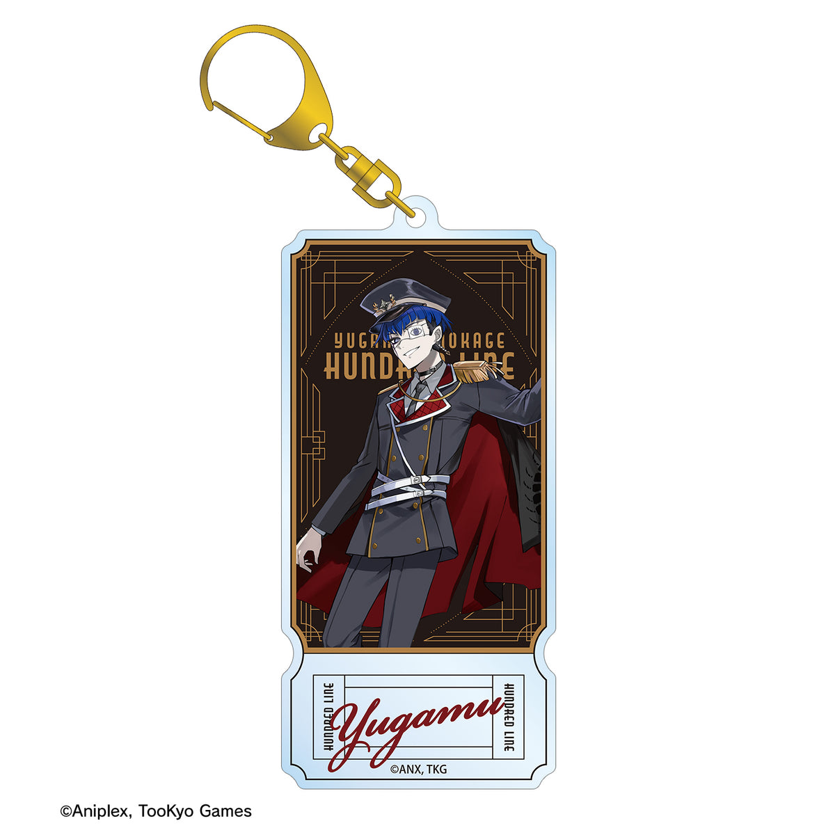 (Goods - Keychain) HUNDRED LINE Last Defense Academy Art by Karasu BTK Yugamu Omokage Military ver. Ticket Style BIG Acrylic Keychain Karatez Collab