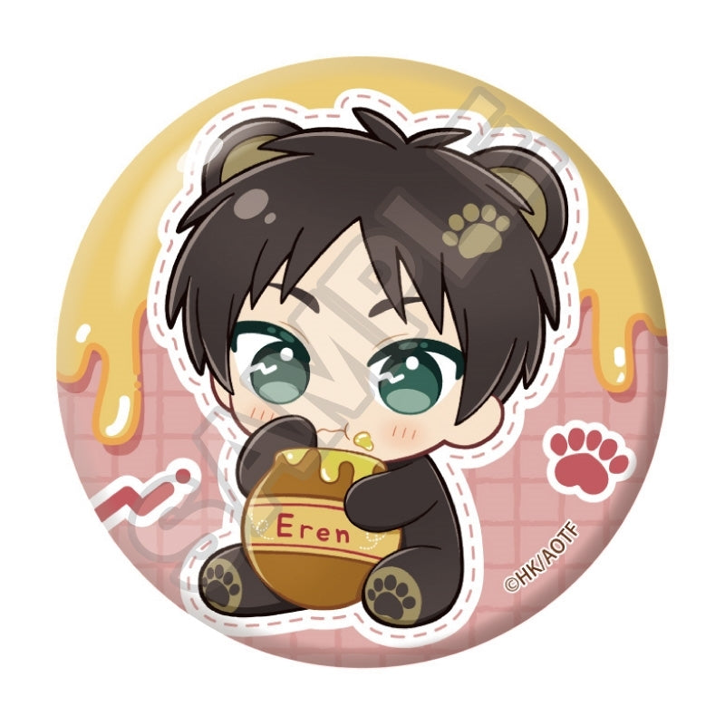 (Goods - Badge) Attack on Titan Nui Piece Friends Harapeko Kuma Button Badge Eren Yeager