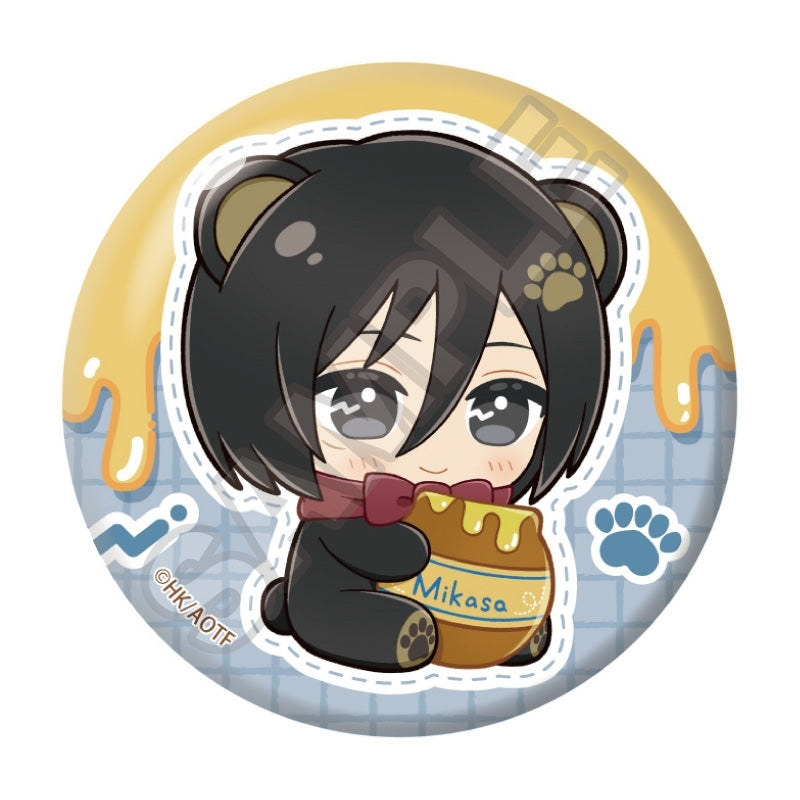 (Goods - Badge) Attack on Titan Nui Piece Friends Harapeko Kuma Button Badge Mikasa Ackerman