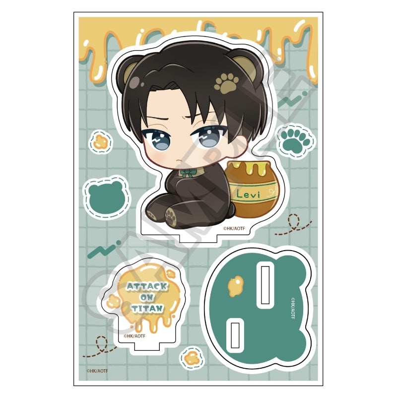 (Goods - Acrylic Stand) Attack on Titan Nui Piece Friends Harapeko Kuma Acrylic Stand Jr. Levi