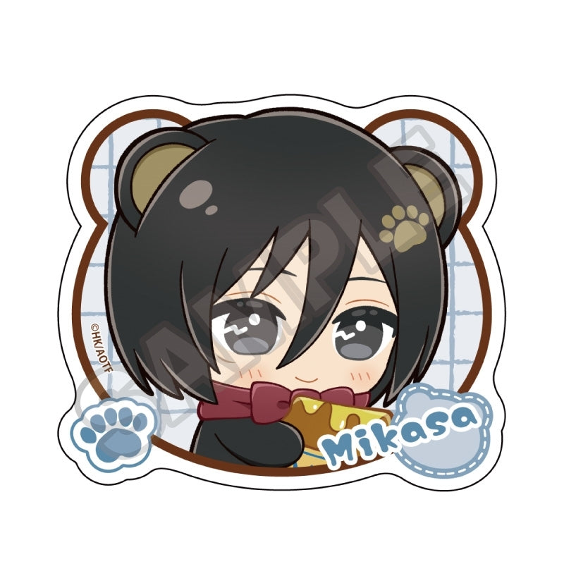 (Goods - Sticker) Attack on Titan Nui Piece Friends Harapeko Kuma Sticker Mikasa Ackerman