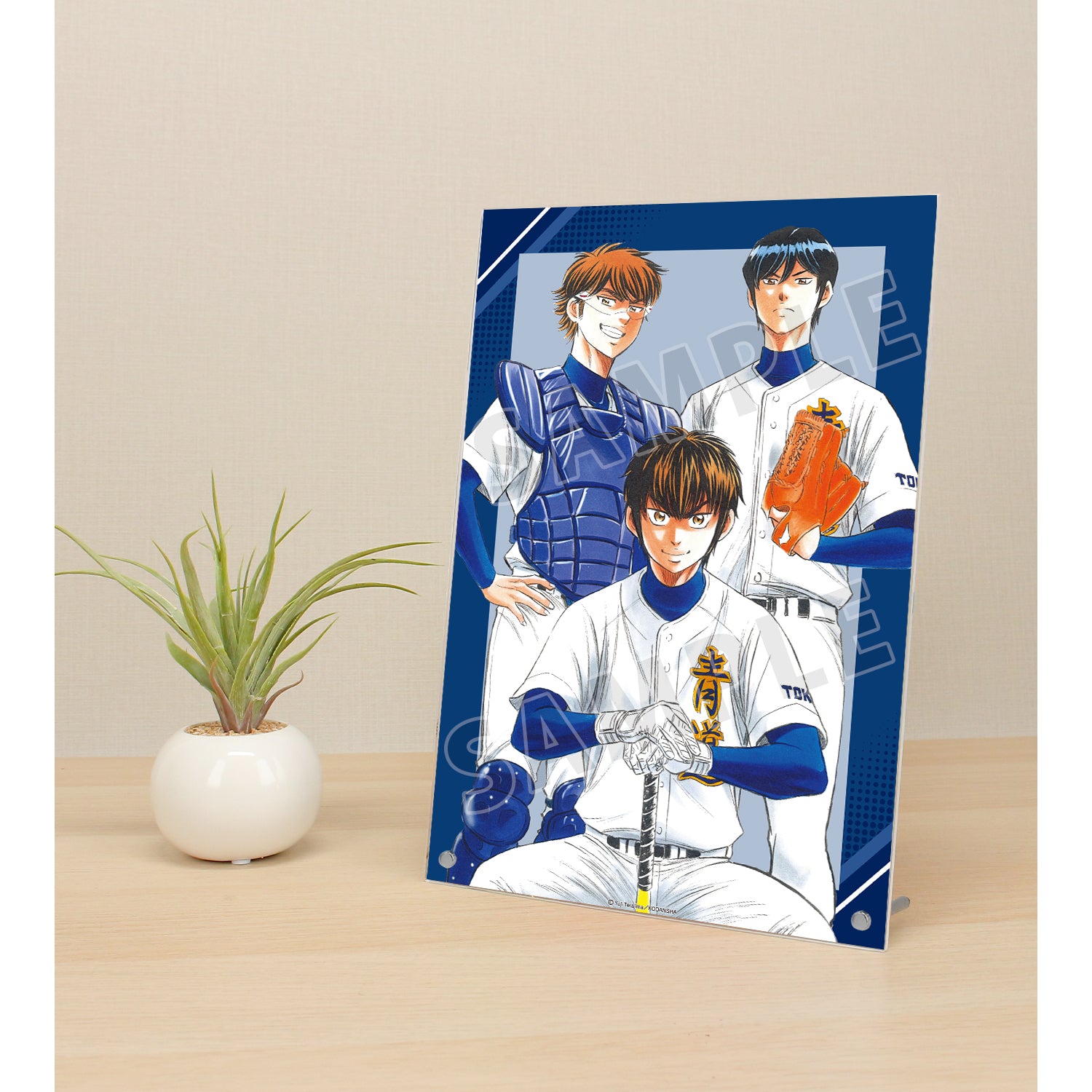 (Goods - Ornament) Ace of Diamond actⅡ Eijun Sawamura & Kazuya Miyuki & Satoru Furuya A4 Acrylic Panel