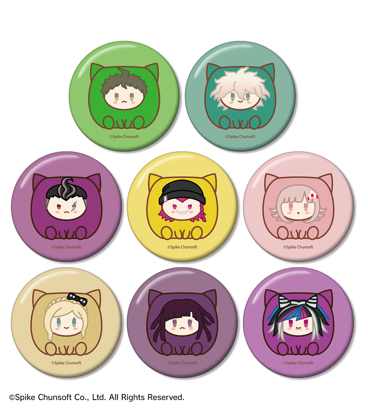 (1BOX=8)(Goods - Badge) Danganronpa Series Trading Kemocube Button Badge ver. B