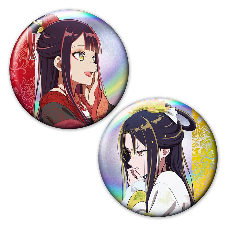 (Goods - Badge) Though I Am an Inept Villainess: Tale of the Butterfly-Rat Body Swap in the Maiden Court Holographic Button Badge Set of 2 Reirin (Swapped) & Keigetsu (Swapped)
