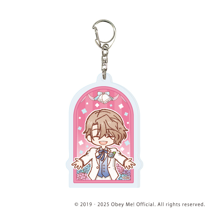 (1BOX=7)(Goods - Keychain) Obey Me! Nightbringer Keychain 14 Hydrangea Ver. (Retro Art)