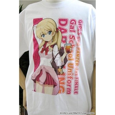 (Goods - Shirt) Girls und Panzer das Finale feat. Exclusive Art Graphic T-shirt (Darjeeling) Gyaru School Uniform ver.