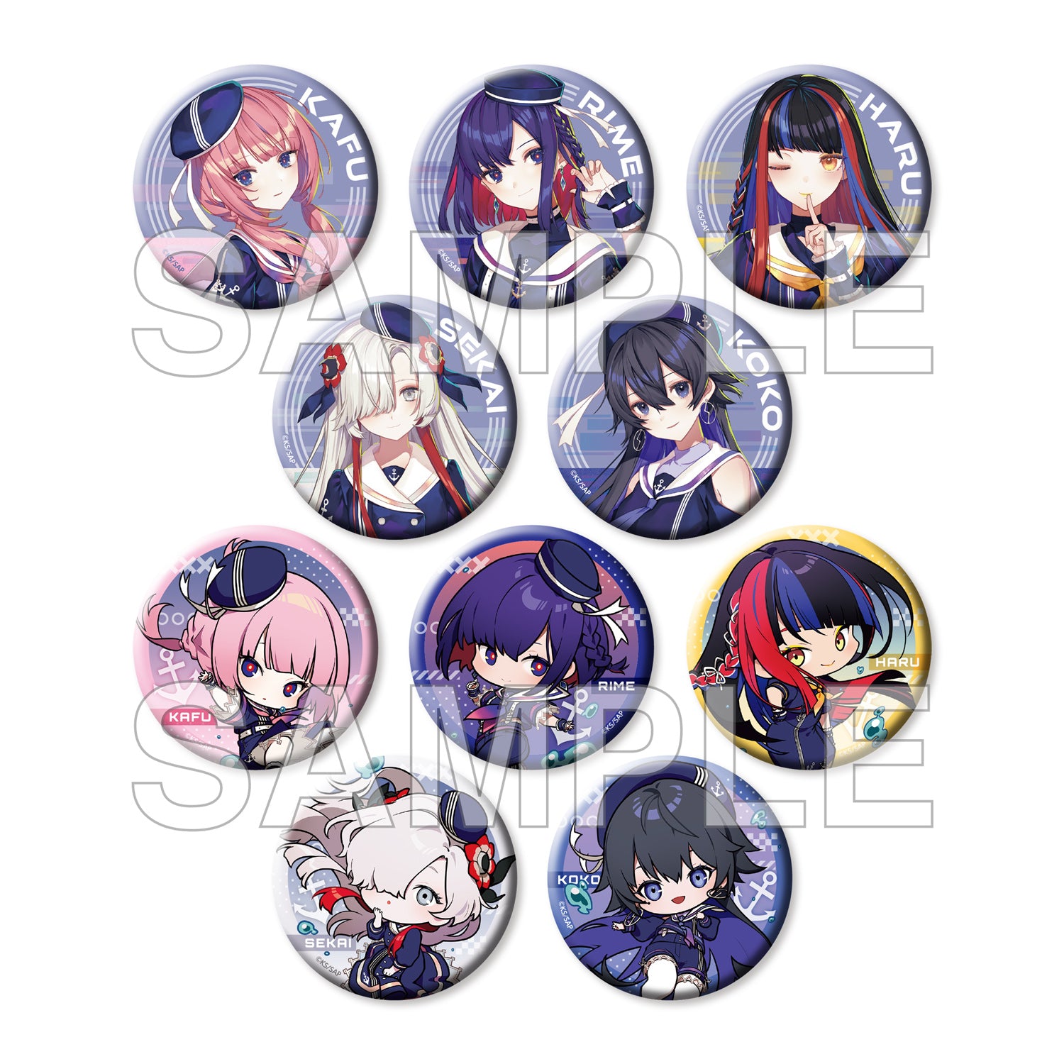(1BOX=10)(Goods - Badge) KAMITSUBAKI CITY UNDER CONSTRUCTION Tradable Tin Badges Marine Look ver. PACK