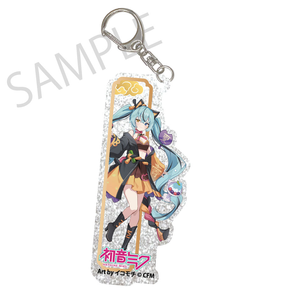 (Goods - Keychain) Hatsune Miku x Lucky Cat x Midsummer Kumagaya Silver-backed Acrylic Keychain Hatsune Miku Black Cat Art by Icomochi