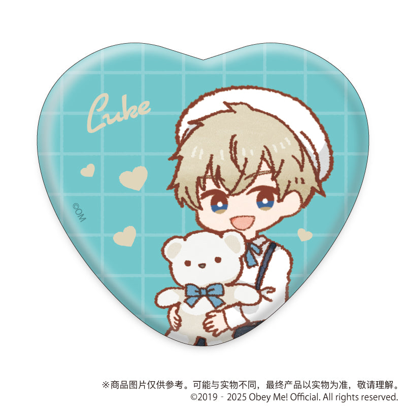 (1BOX=5)(Goods - Badge) Obey Me! Nightbringer Heart-shaped Button Badge 02 White Day ver. (Retro Art)