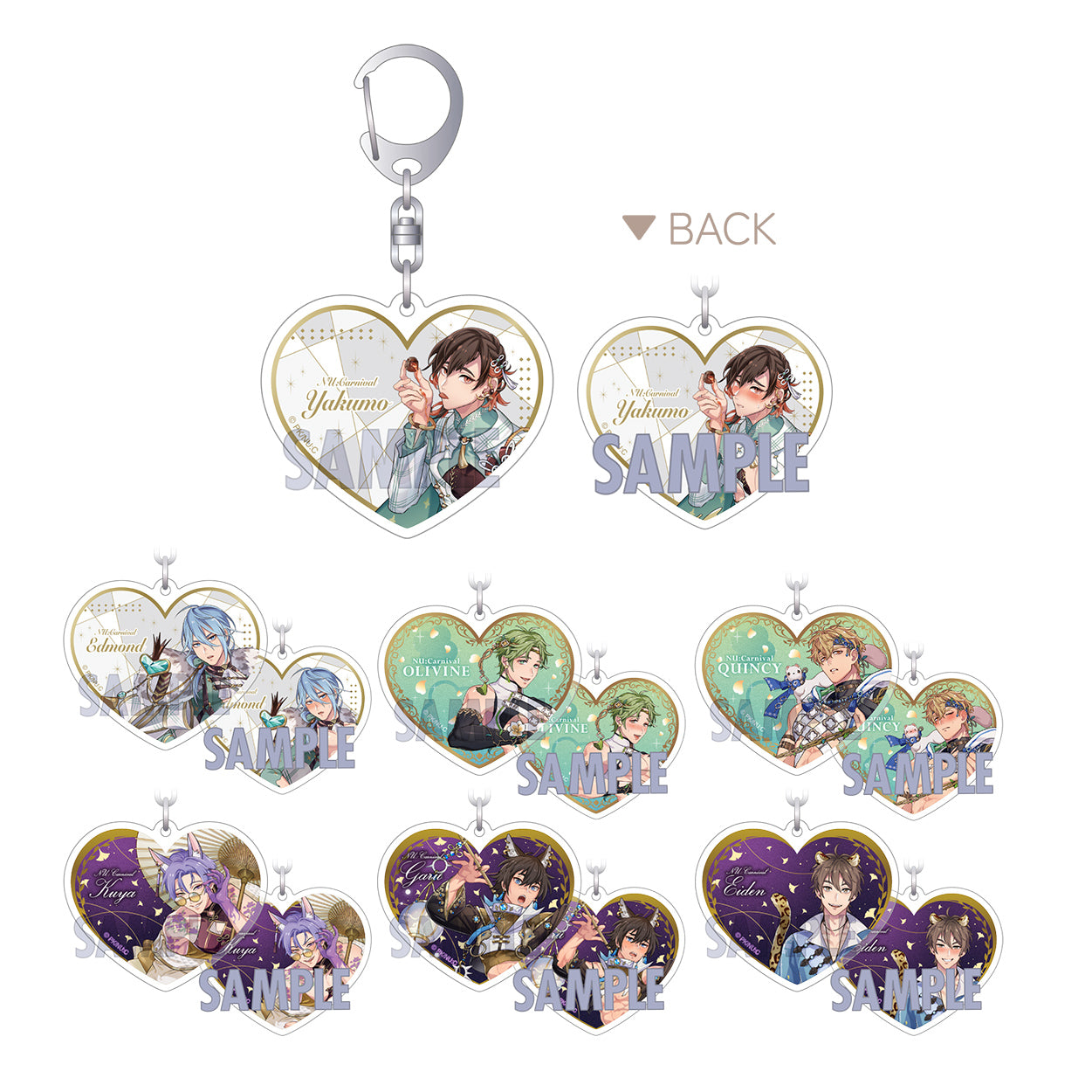 (1BOX=7)(Goods - Key Chain) NU: Carnival Double Sided Acrylic Key Chain Collection - White Storm, Zest for Life, Mystical Banquet