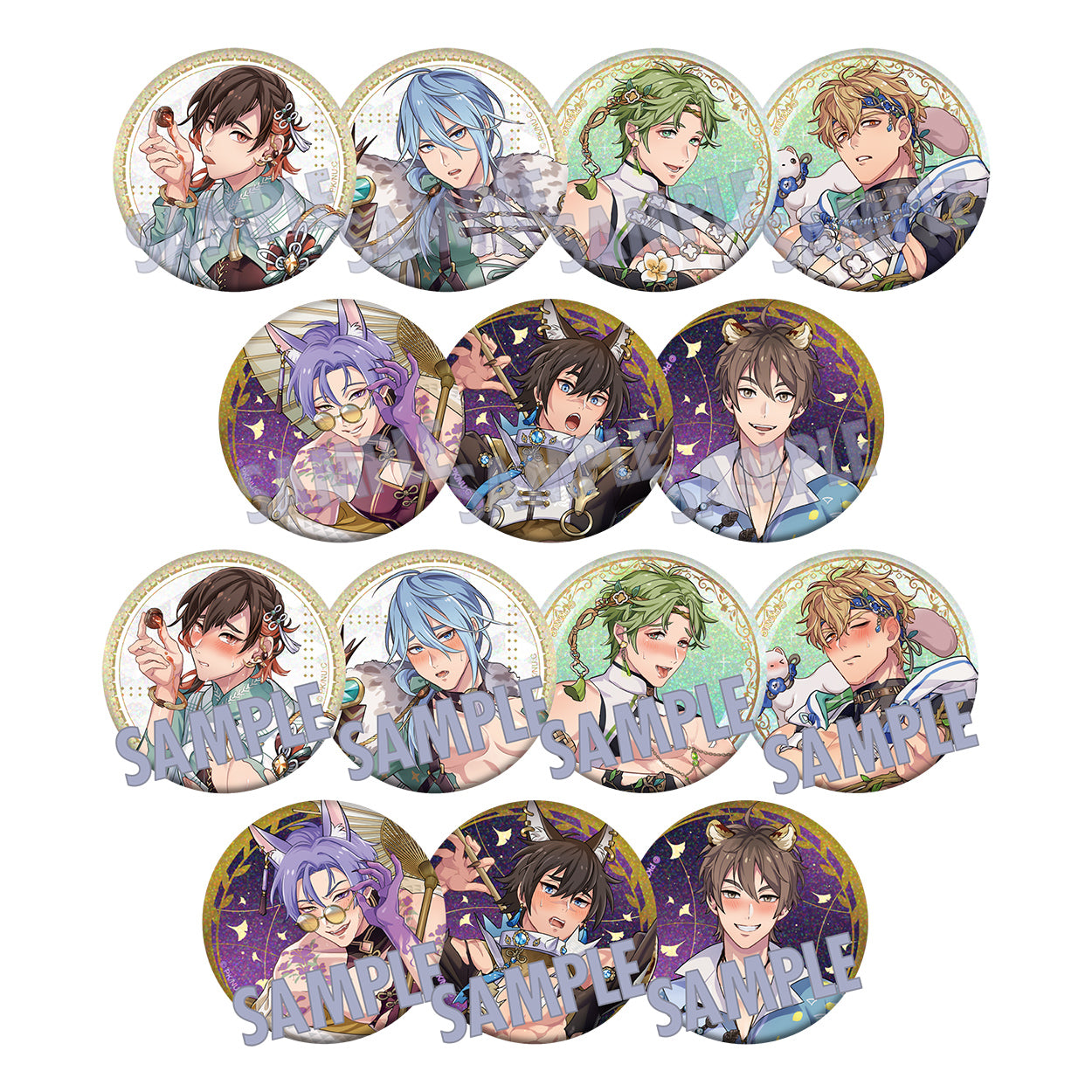 (1BOX=14)(Goods - Badge) NU: Carnival Holographic Chara Badge Collection - White Storm, Zest for Life, Mystical Banquet