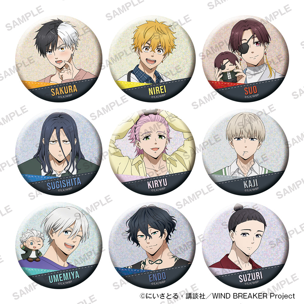 (1BOX=9)(Goods - Badge) TV Anime WIND BREAKER Glimmering Tin Badge Collection Together with Plushies Ver. Pack