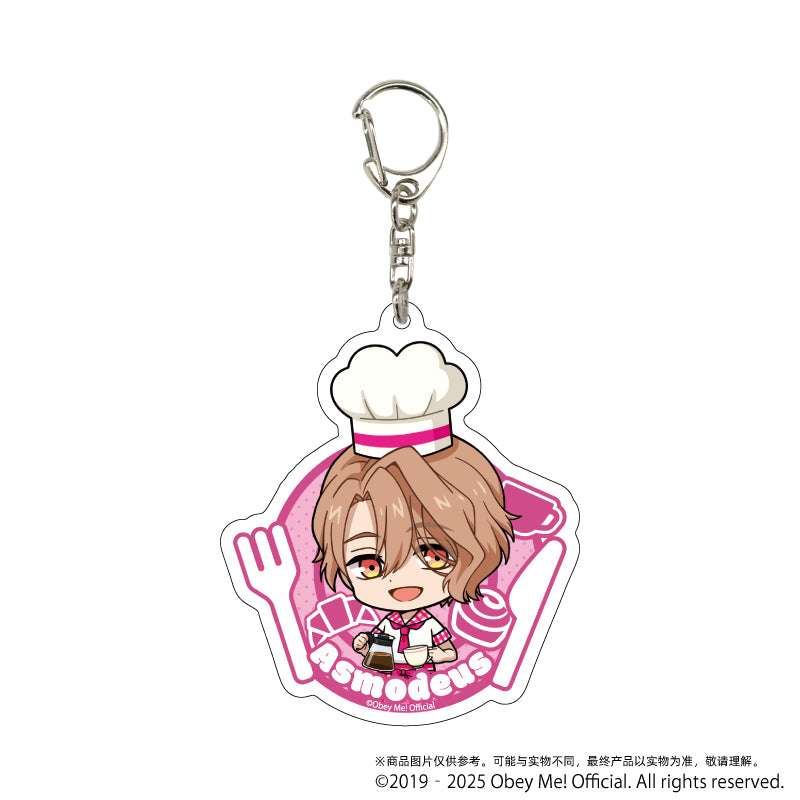 (1BOX=7)(Goods - Key Chain) Acrylic Key Chain Obey Me! 10 / Cafe ver. Complete BOX (7 Types Total)(Chibi Art)