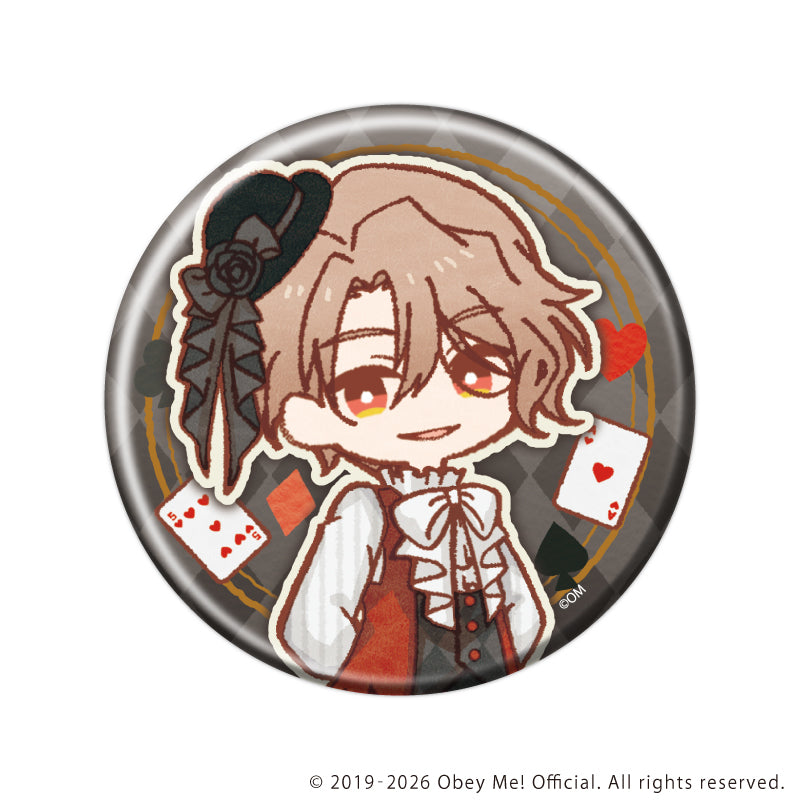 (1BOX=7)(Goods - Badge) Obey Me! Nightbringer Button Badge 49 Playing Cards Ver. (Retro Art)