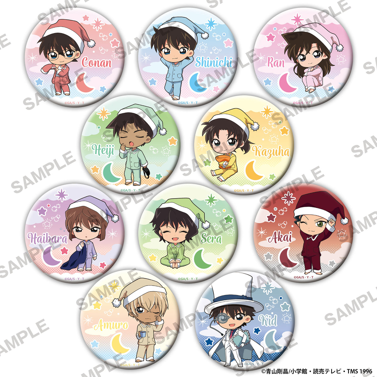 (1BOX=10)(Goods - Badge) Detective Conan Niitengo Tin Badge Collection - Pajama Ver. PACK