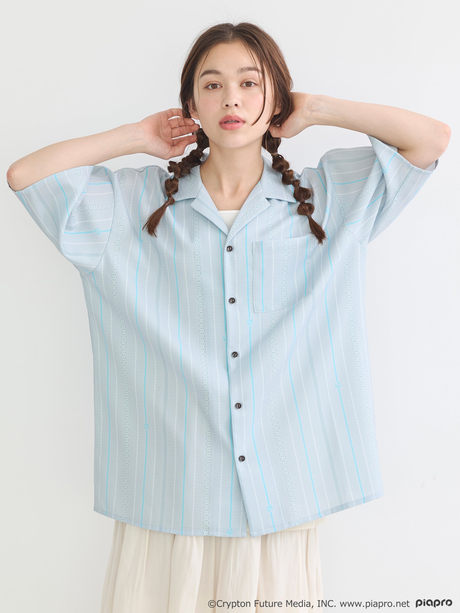 (Goods - Shirt) Hatsune Miku Open Collar Big Shirt [earth music&ecology Japan Label]