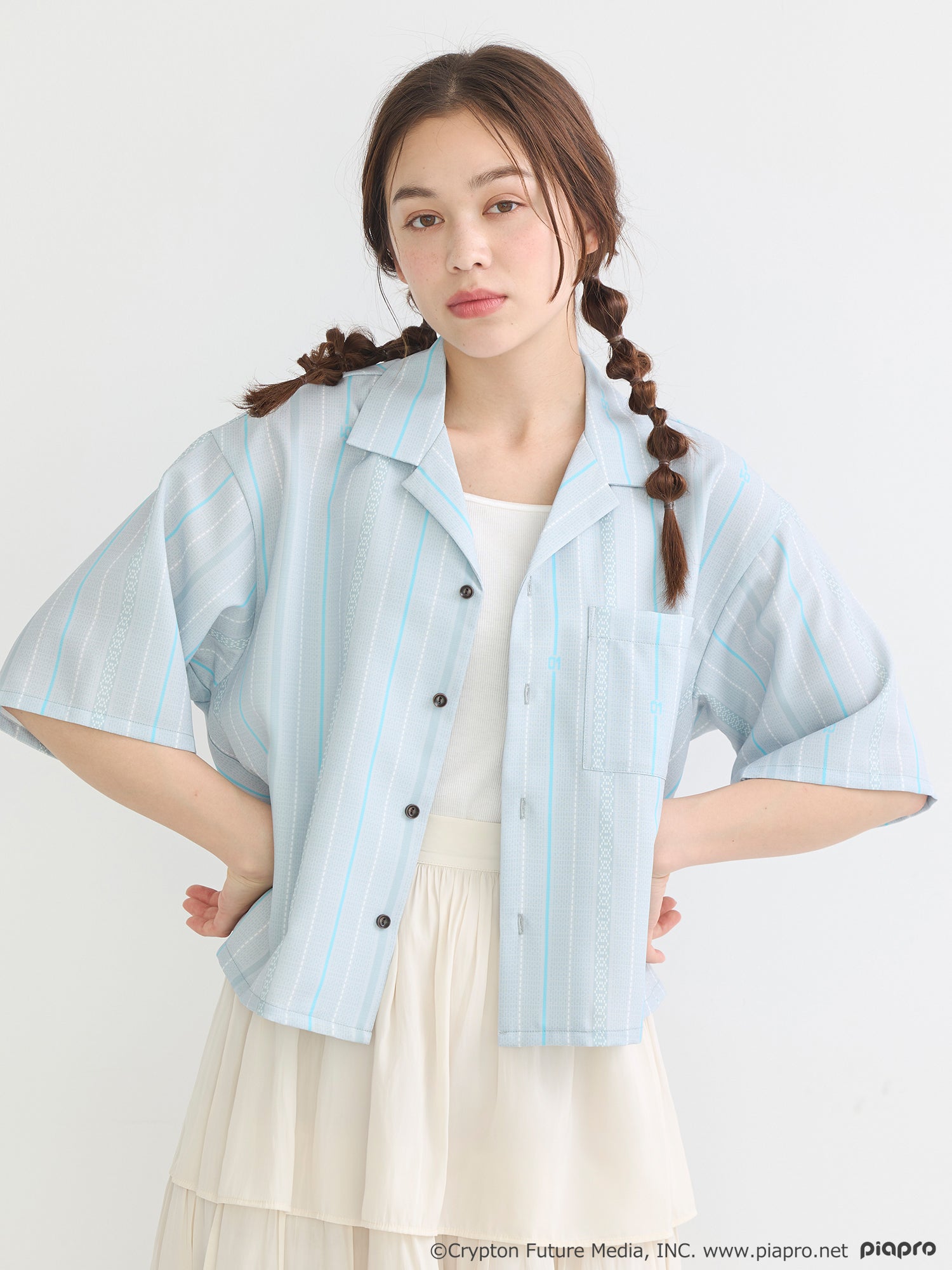 (Goods - Shirt) Hatsune Miku Open Collar Shirt [earth music&ecology Japan Label]