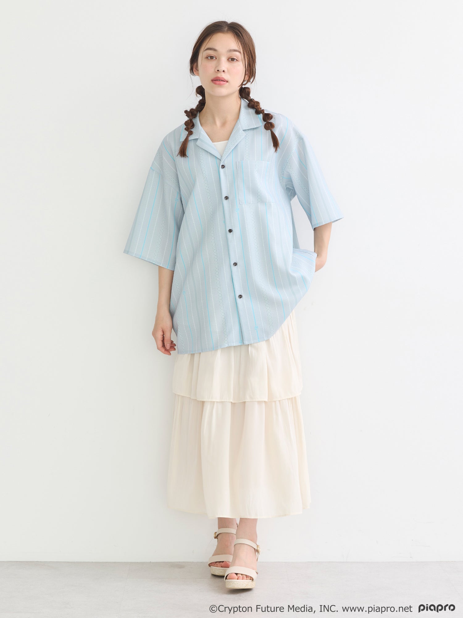 (Goods - Shirt) Hatsune Miku Open Collar Big Shirt [earth music&ecology Japan Label]