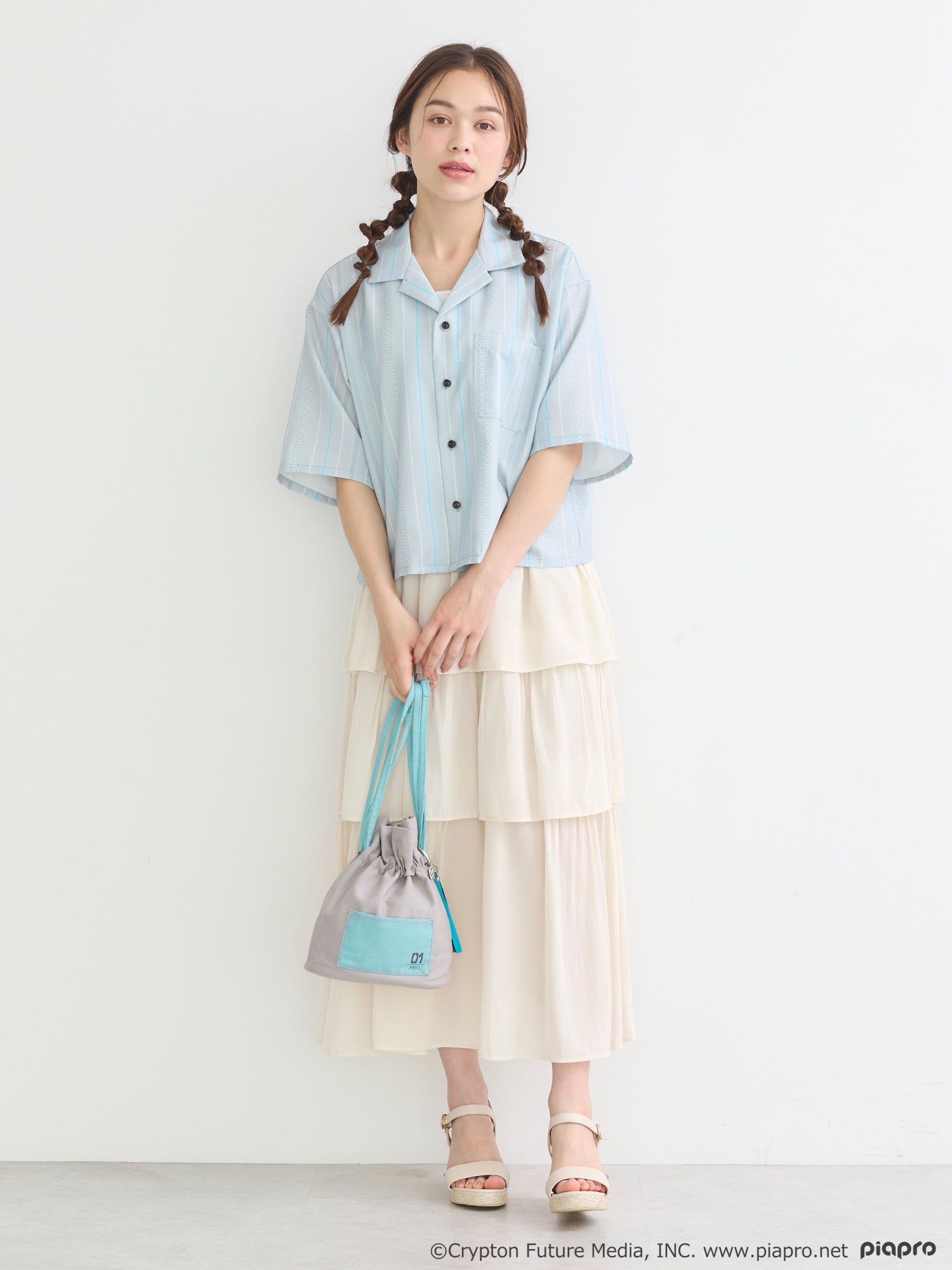 (Goods - Shirt) Hatsune Miku Open Collar Shirt [earth music&ecology Japan Label]