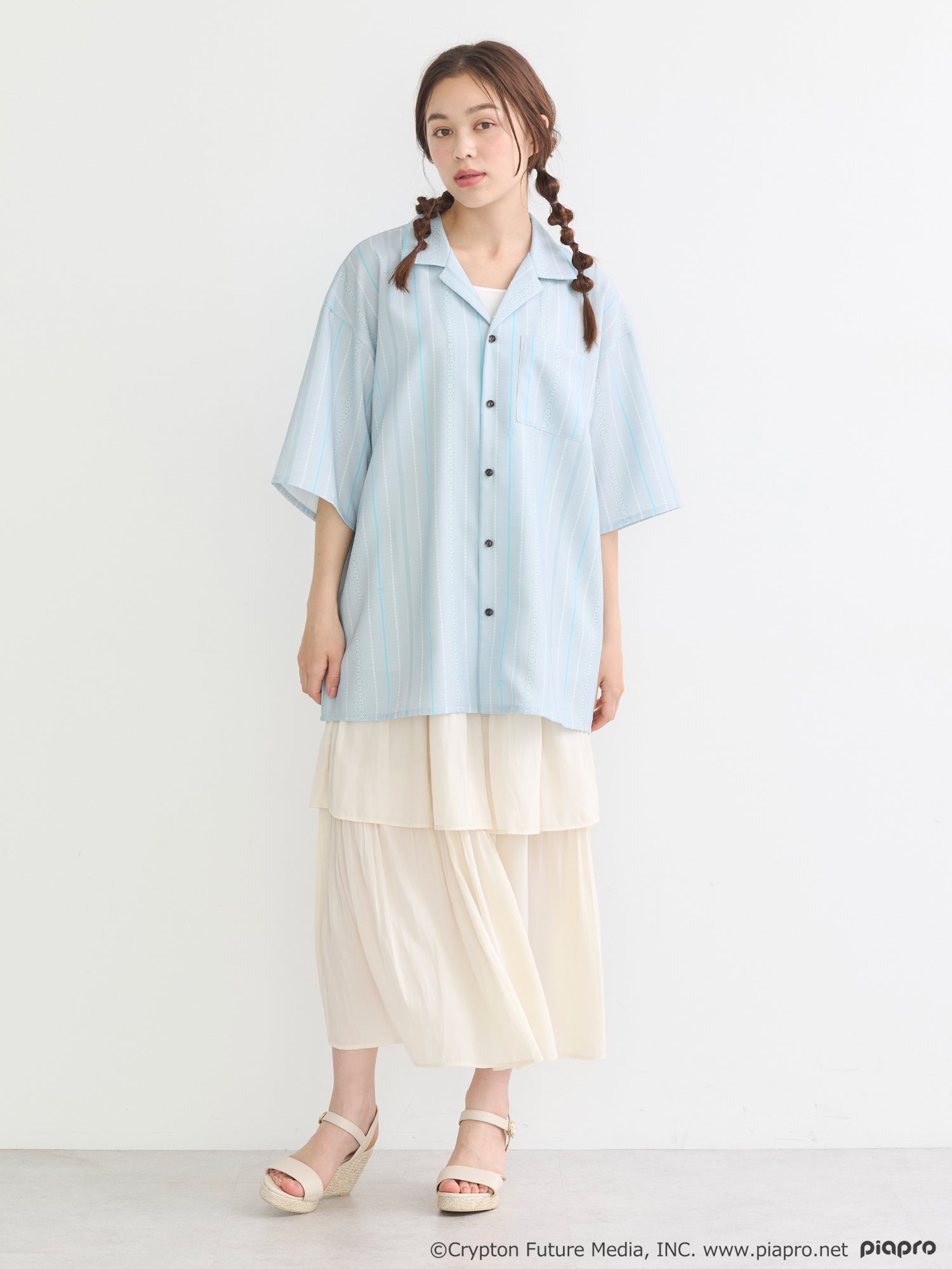 (Goods - Shirt) Hatsune Miku Open Collar Big Shirt [earth music&ecology Japan Label]