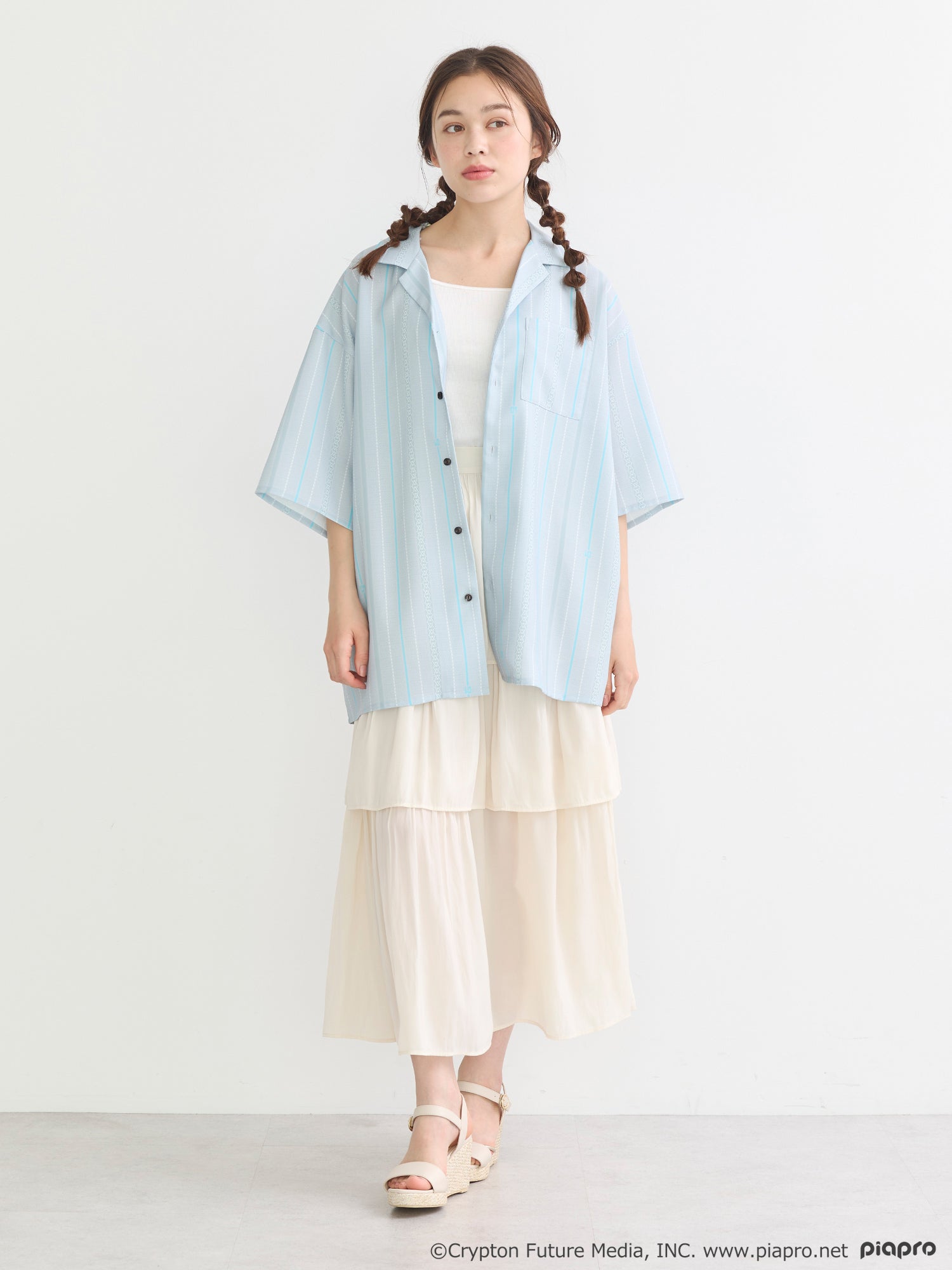 (Goods - Shirt) Hatsune Miku Open Collar Big Shirt [earth music&ecology Japan Label]