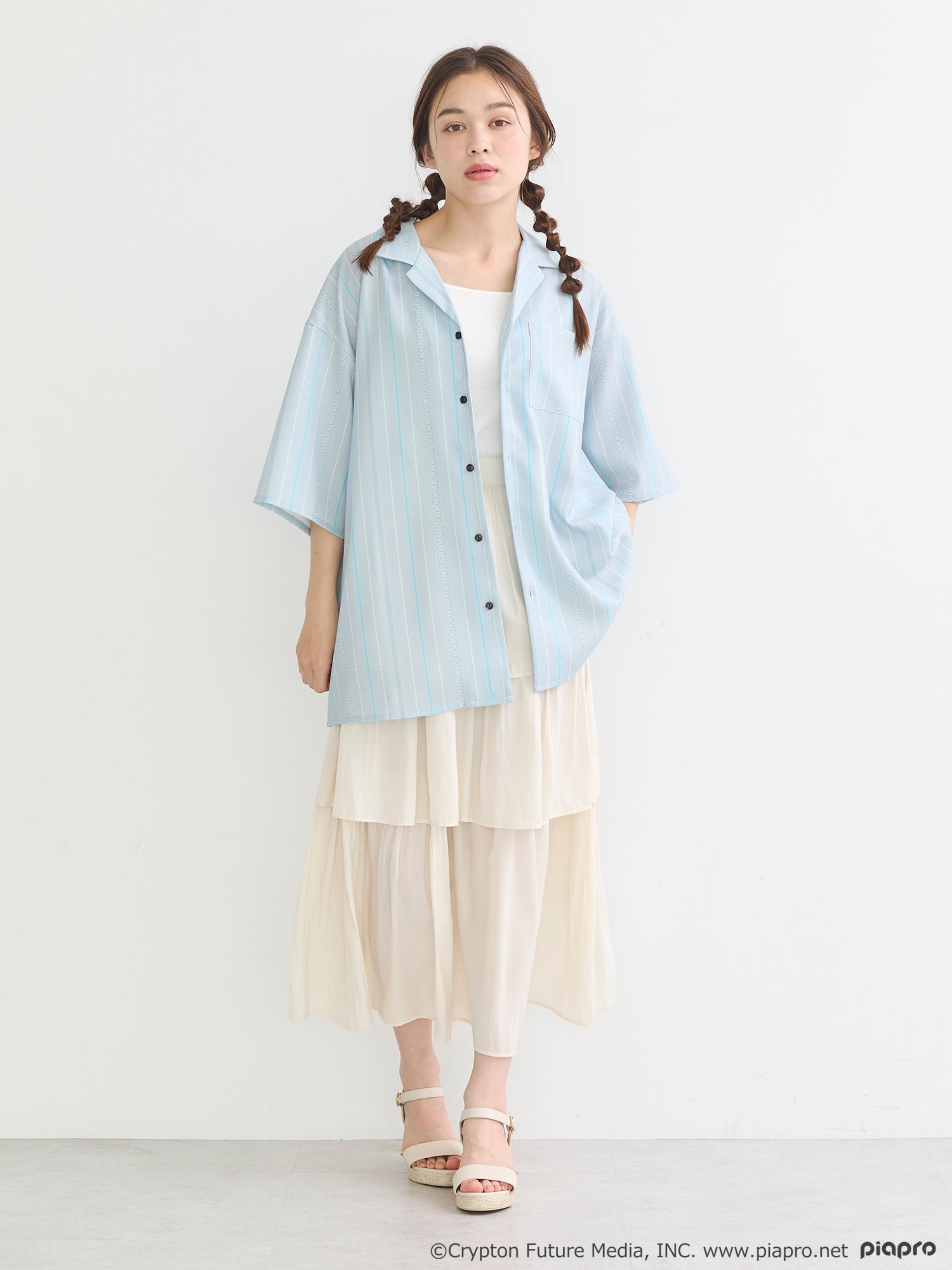(Goods - Shirt) Hatsune Miku Open Collar Big Shirt [earth music&ecology Japan Label]