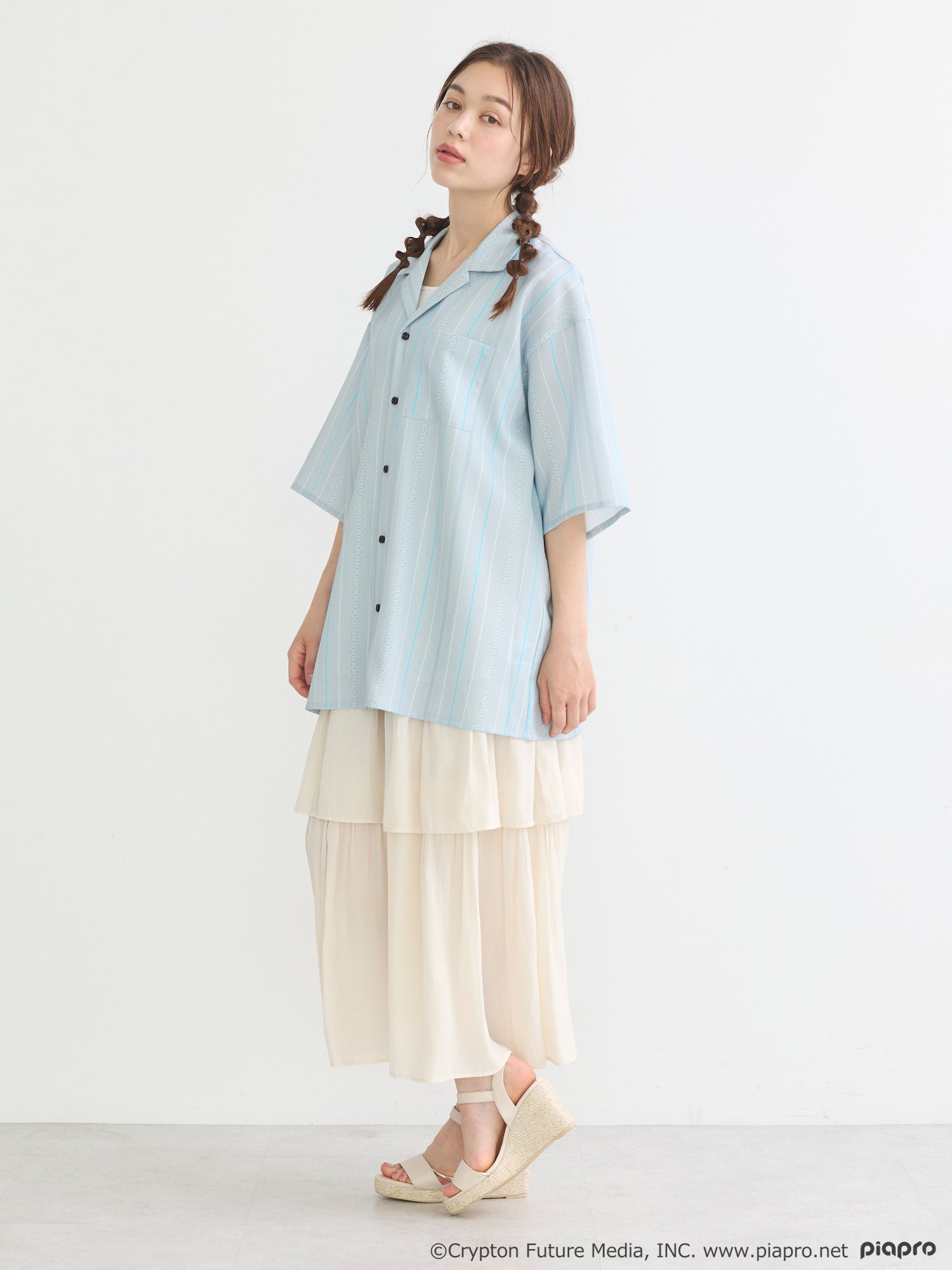 (Goods - Shirt) Hatsune Miku Open Collar Big Shirt [earth music&ecology Japan Label]