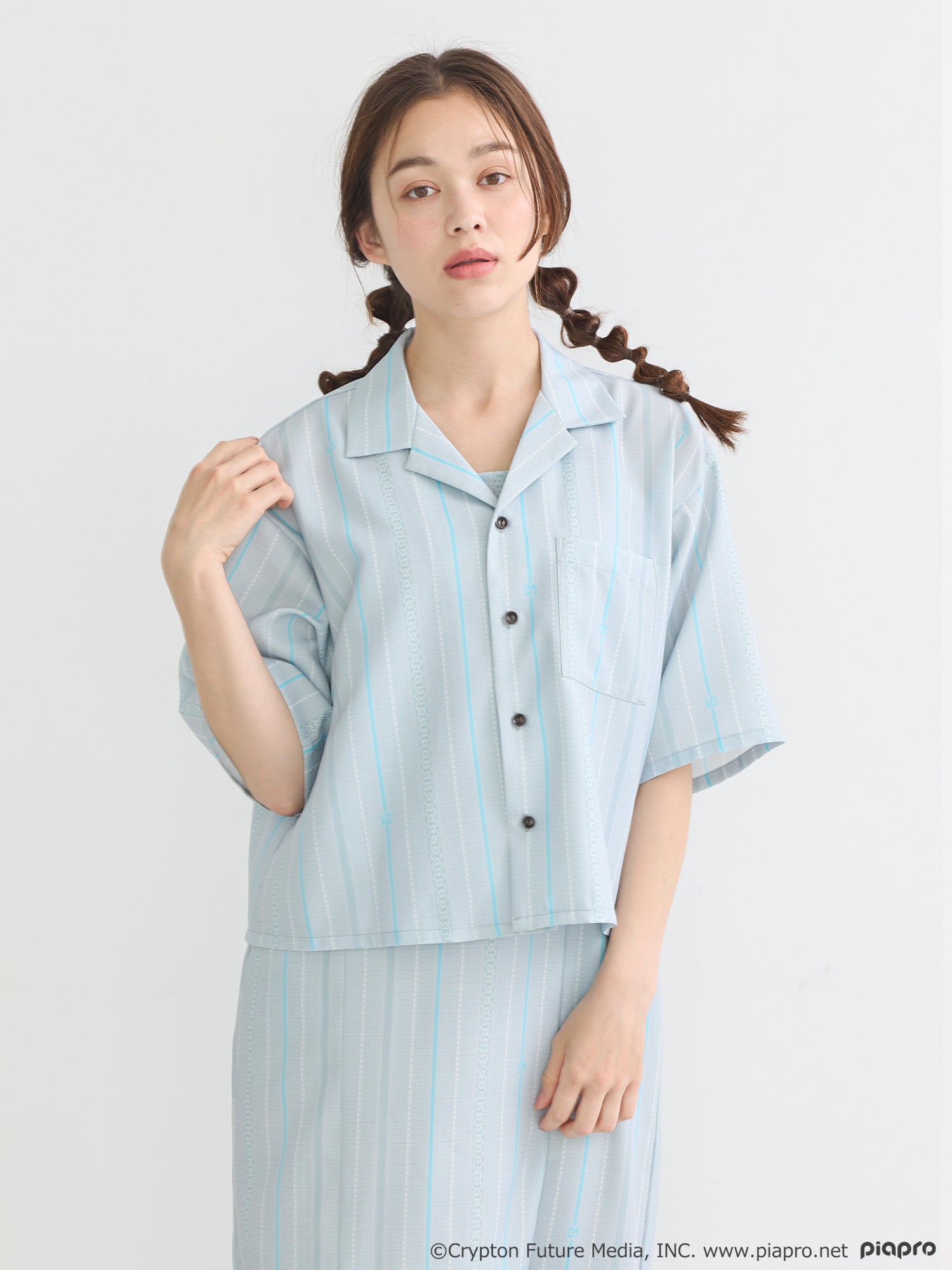 (Goods - Shirt) Hatsune Miku Open Collar Shirt [earth music&ecology Japan Label]