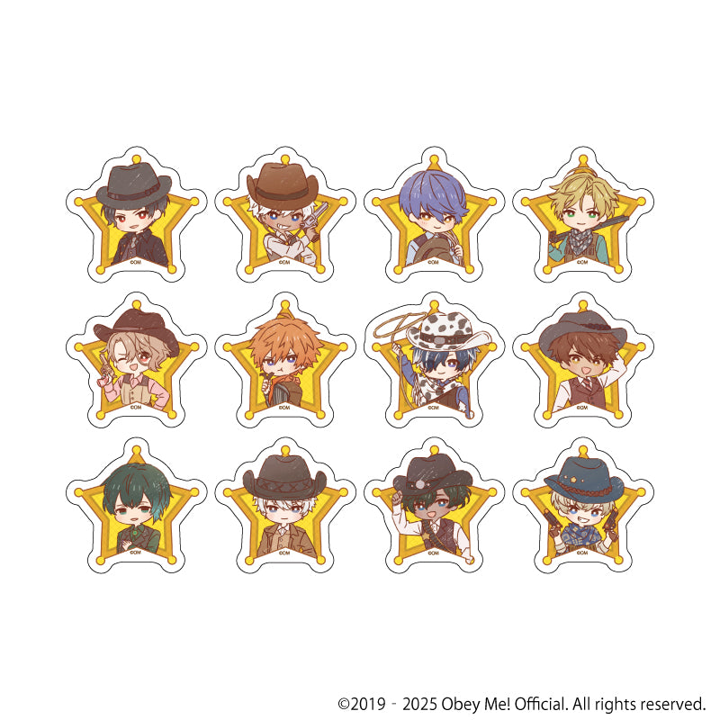 (Goods - Sticker) Obey Me! Nightbringer Flake Sticker Set of 12 01 - Cowboy ver. (Retro Art)