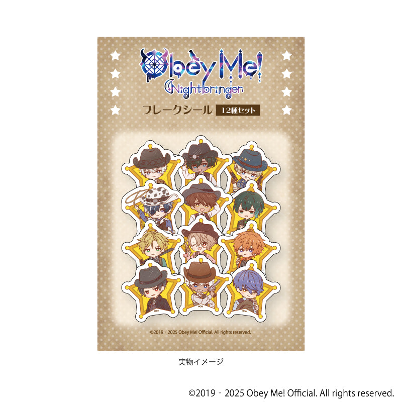 (Goods - Sticker) Obey Me! Nightbringer Flake Sticker Set of 12 01 - Cowboy ver. (Retro Art)