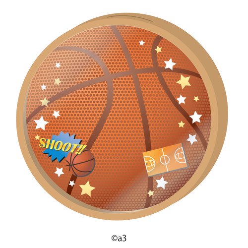 (Goods - Key Chain Cover) Round Character Frame 17 - Basketball