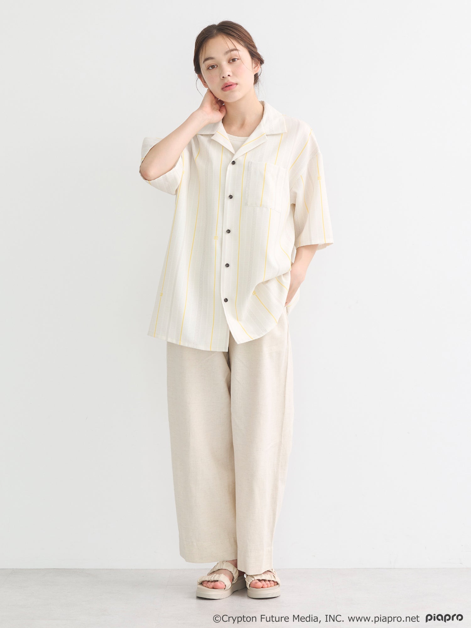 (Goods - Shirt) Kagamine Rin / Len Open Collar Big Shirt [earth music&ecology Japan Label]