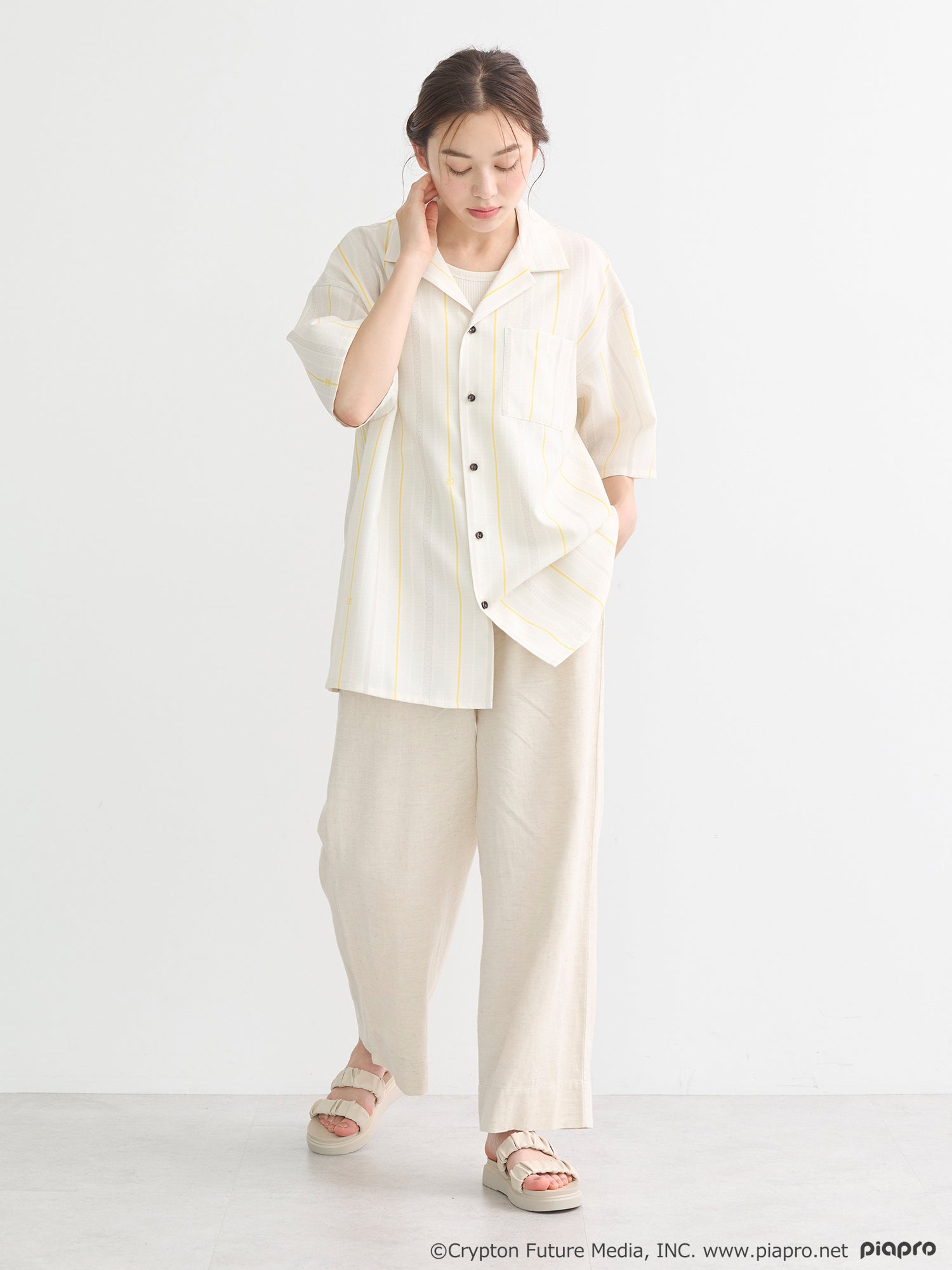 (Goods - Shirt) Kagamine Rin / Len Open Collar Big Shirt [earth music&ecology Japan Label]