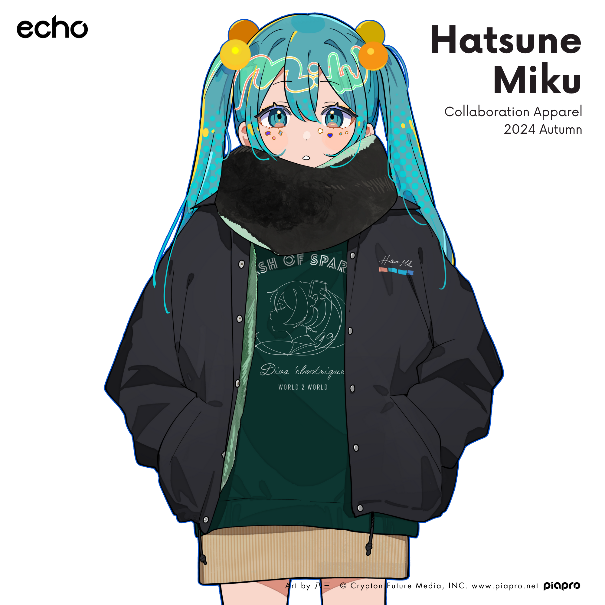 (Goods - Outerwear) Hatsune Miku Faux Fur Lined Coach Jacket