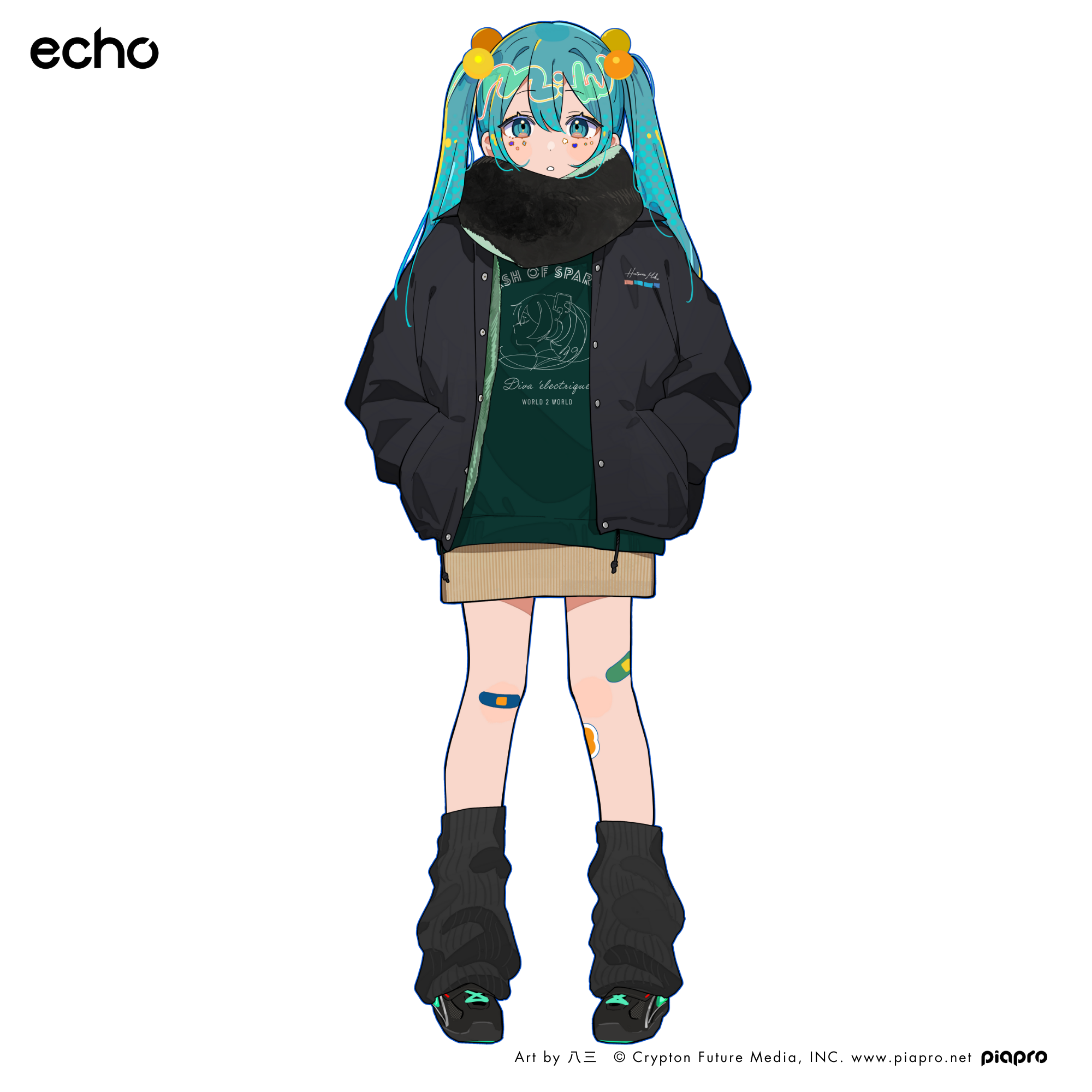 (Goods - Outerwear) Hatsune Miku Faux Fur Lined Coach Jacket