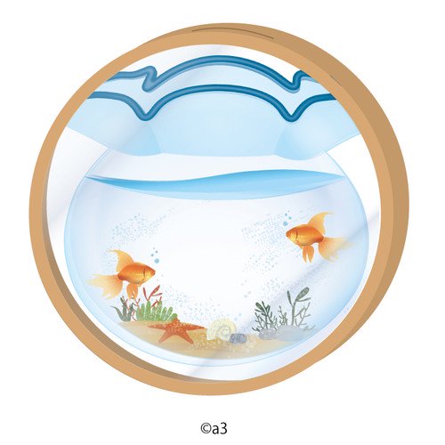 (Goods - Key Chain Cover) Round Character Frame 20 - Goldfish Bowl