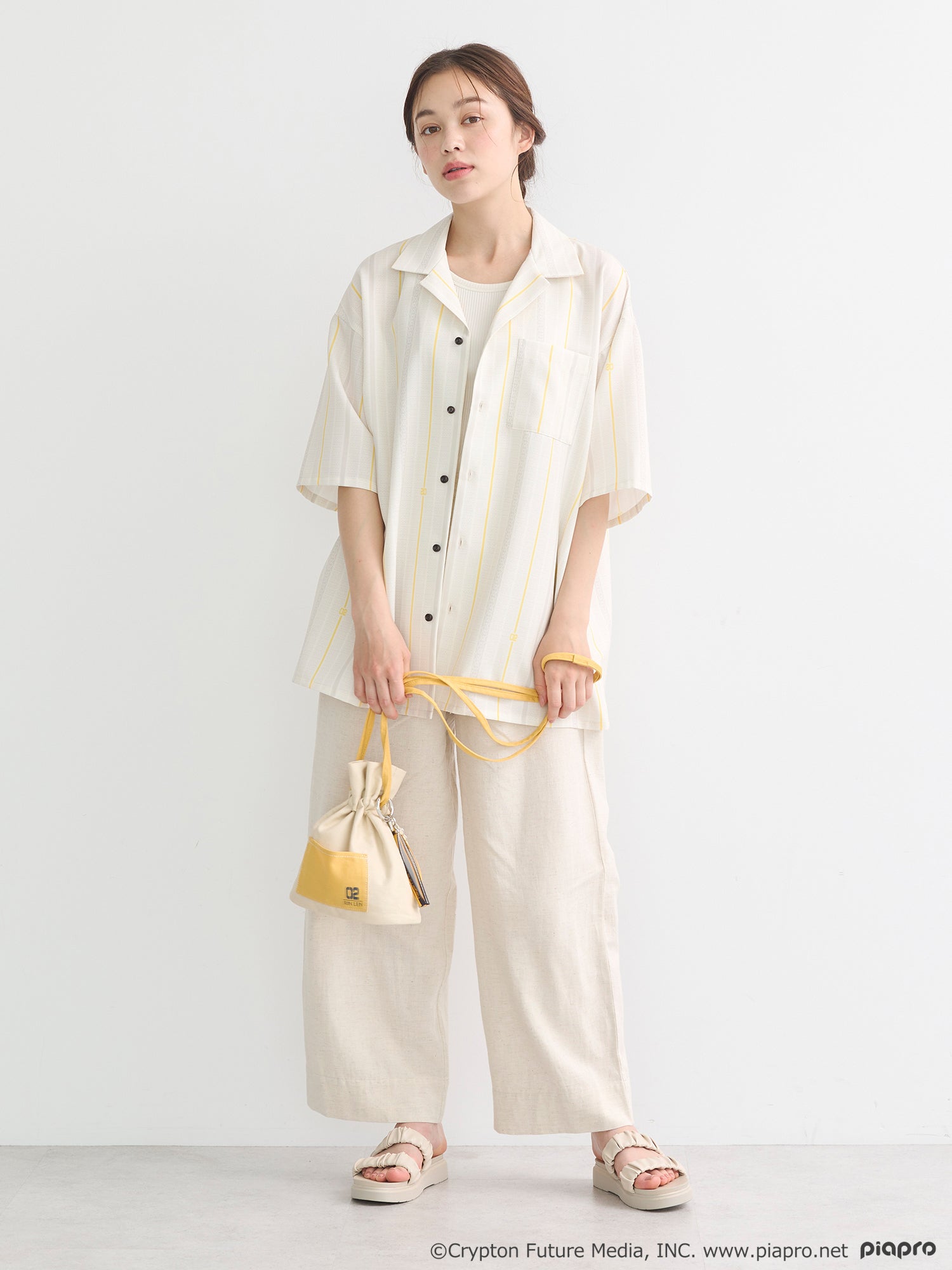 (Goods - Shirt) Kagamine Rin / Len Open Collar Big Shirt [earth music&ecology Japan Label]
