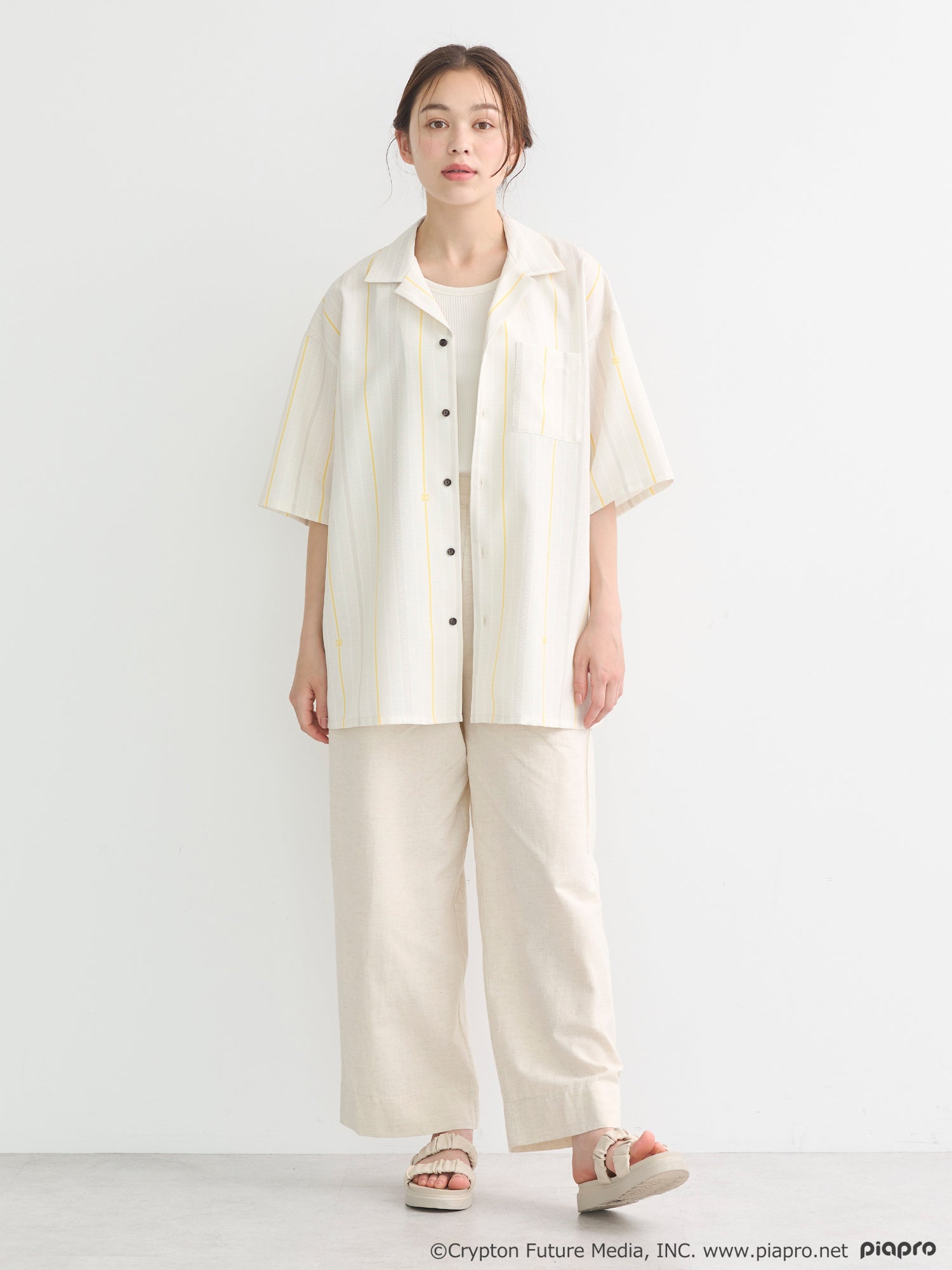 (Goods - Shirt) Kagamine Rin / Len Open Collar Big Shirt [earth music&ecology Japan Label]