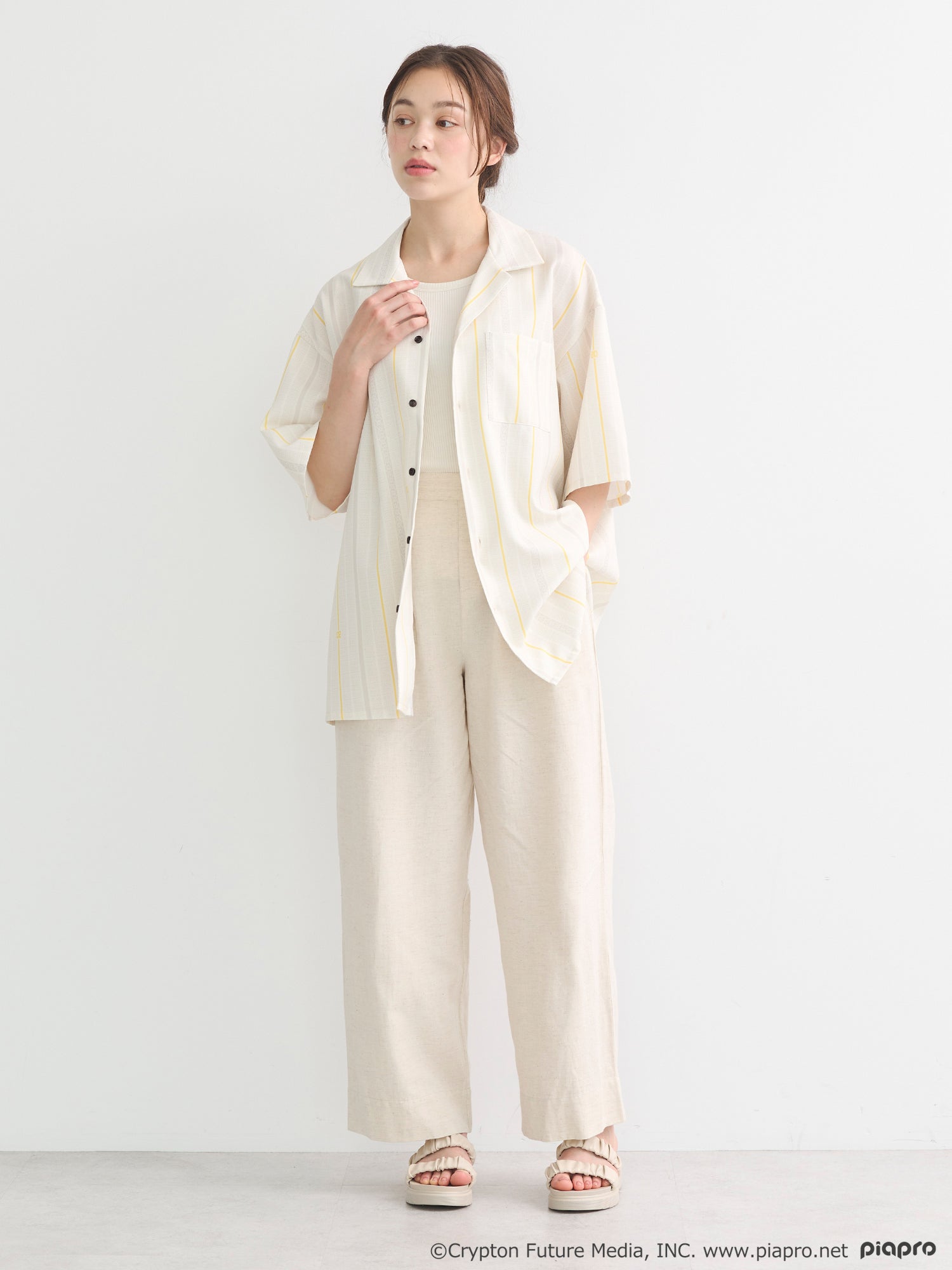 (Goods - Shirt) Kagamine Rin / Len Open Collar Big Shirt [earth music&ecology Japan Label]